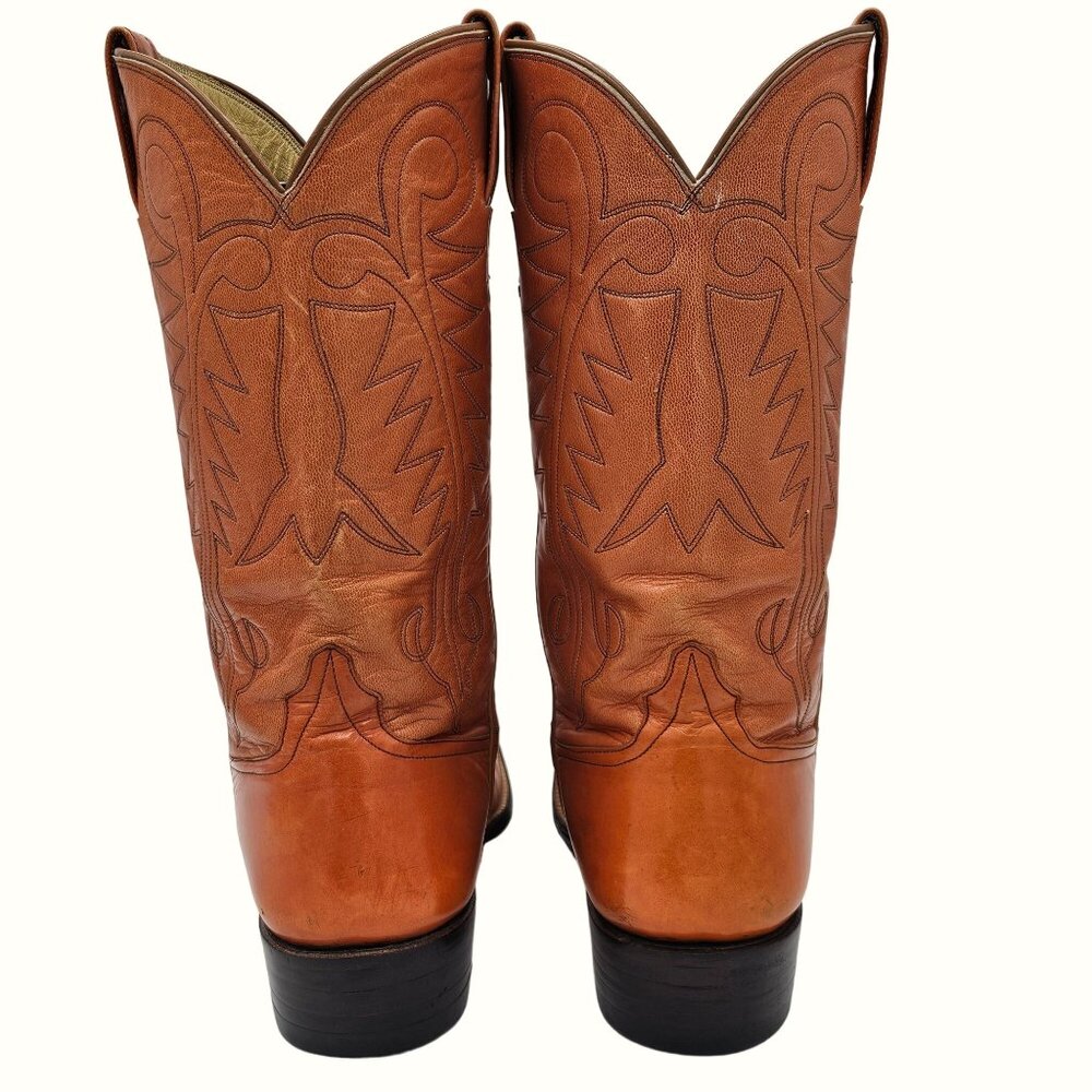 Kangaroo Exotic Bona Allen Cowboy Boots Mens 8D Rust Orange Leather Western 8268 - Picture 5 of 16